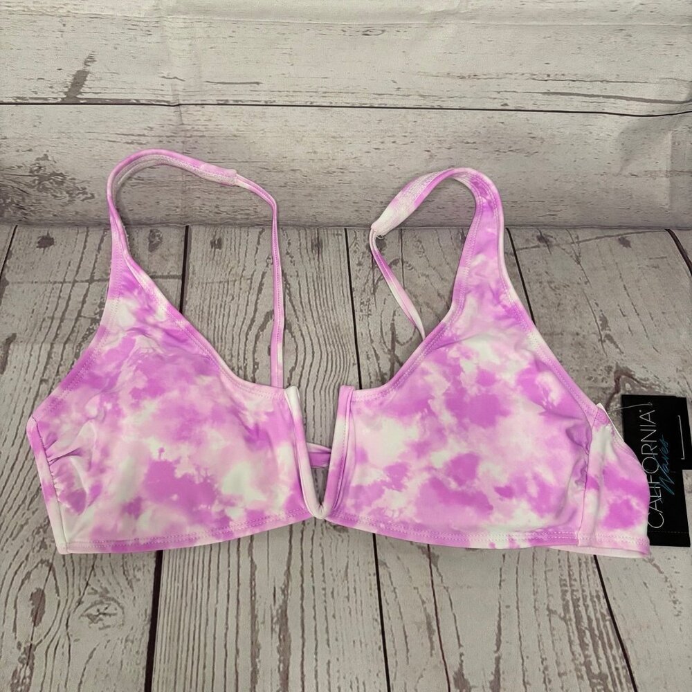 NWT California Waves Deep "V‎ Wire Bralette" Swim Top XL